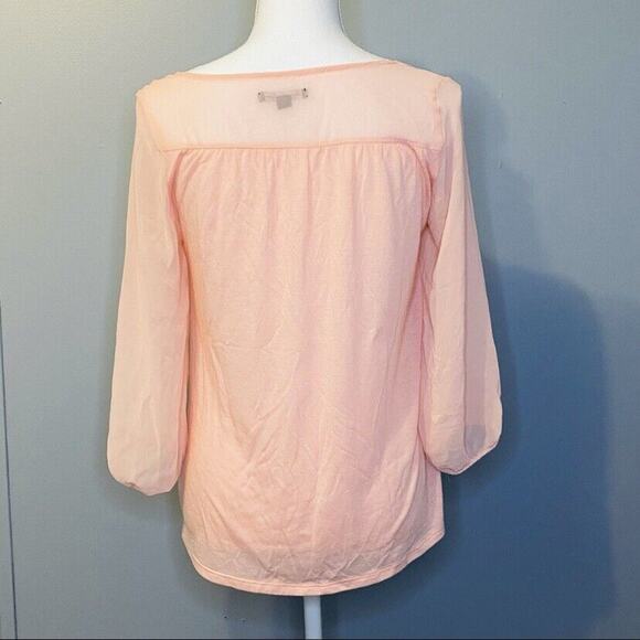 American Eagle 3/4 Sleeve Sheer Pink Top - Picture 3 of 6